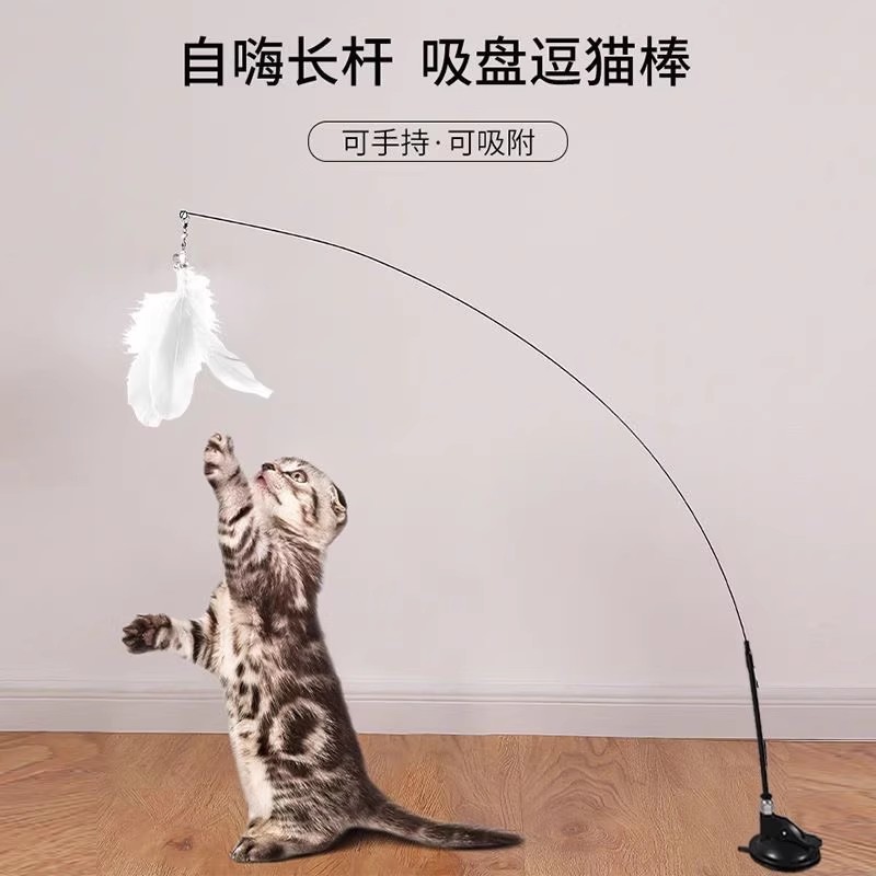 猫玩具逗猫棒自嗨解闷神器带吸盘长杆宠物小猫咪玩的幼猫用品大全